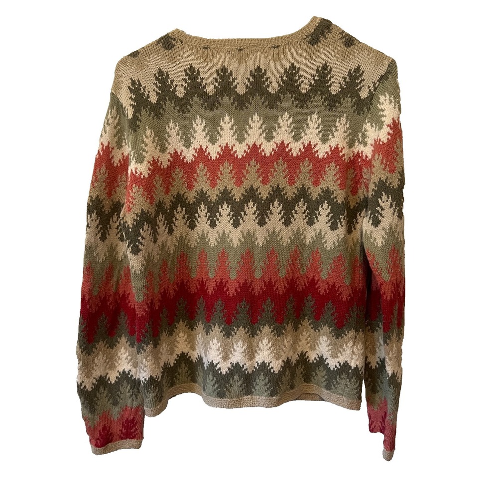 Talbots Vtg Cardigan Sweater Chevron Pattern Multicolor Sz M Part Linen - Picture 2 of 9